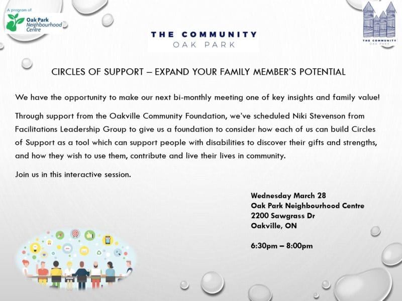 OAK PARK CIRCLES OF SUPPORT MARCH 28TH OAK PARK CIRCLES OF SUPPORT MARCH 28TH